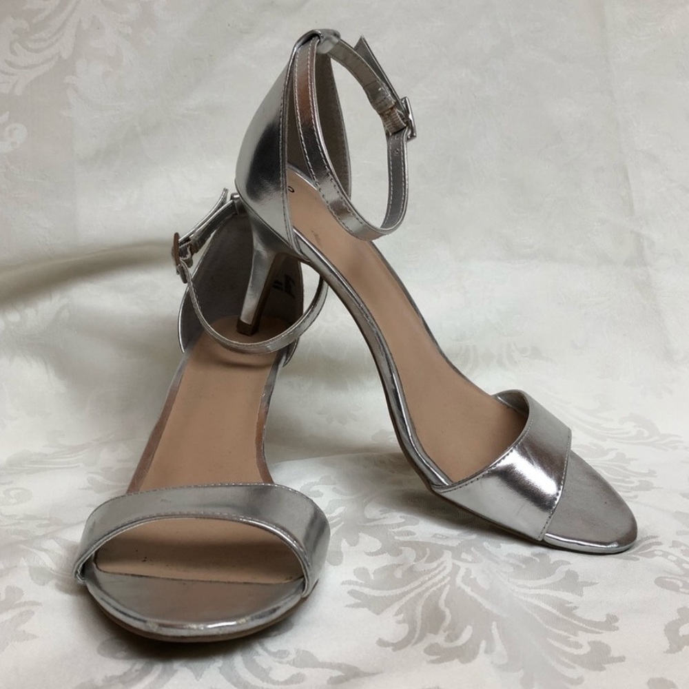 Silver Time and Tru Strappy Heels Size 8